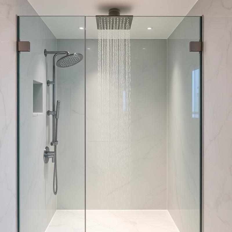Luxury rainfall shower installation